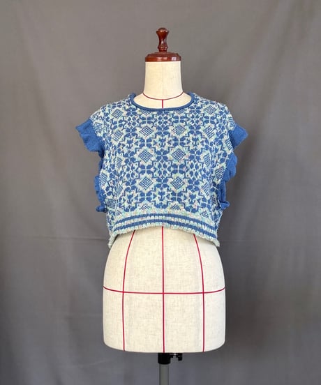 【Sway】<Jacquard Summer knit vest> Mix & Blue