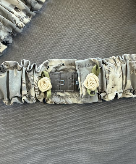 【Sway】<White floral pattern> Freely style Ribbon belt