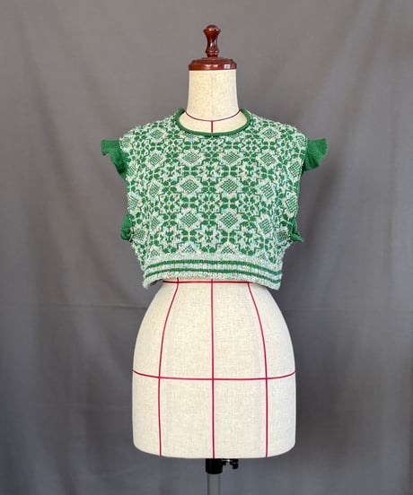【Sway】<Jacquard Summer knit vest> Mix & Green