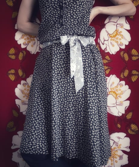 【Sway】<White floral pattern> Freely style Ribbon belt