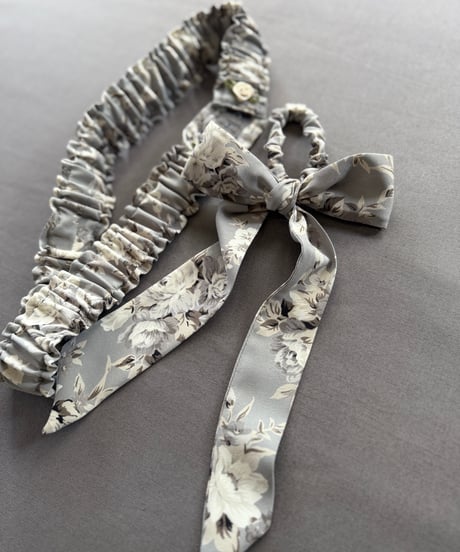 【Sway】<White floral pattern> Freely style Ribbon belt