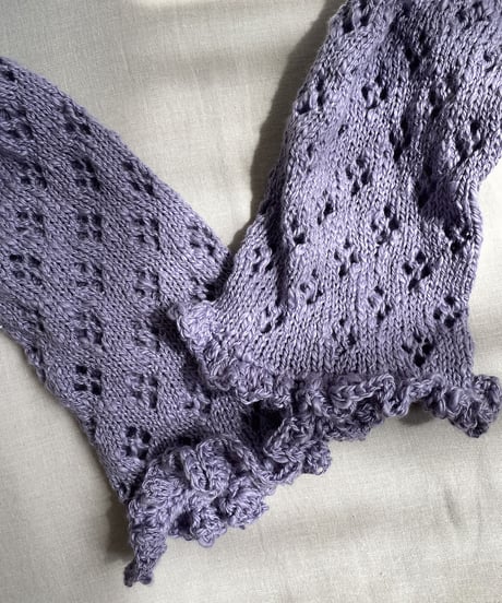 【Sway】<Slab Cotton pattern mesh Purple> Power Shoulder Puff Sleeve