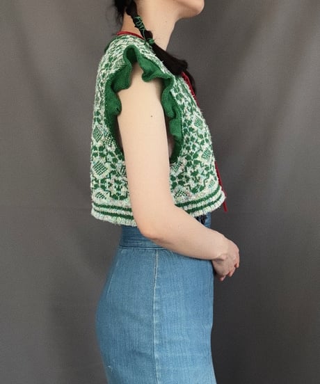 【Sway】<Jacquard Summer knit vest> Mix & Green