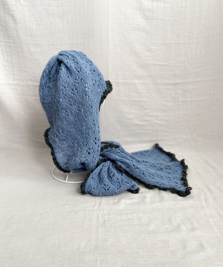 【Sway】<Dusty blue Lace pattern> Beanie muffler
