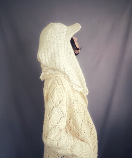 【Sway】<Lace pattern Shawl cap> Twist ecru