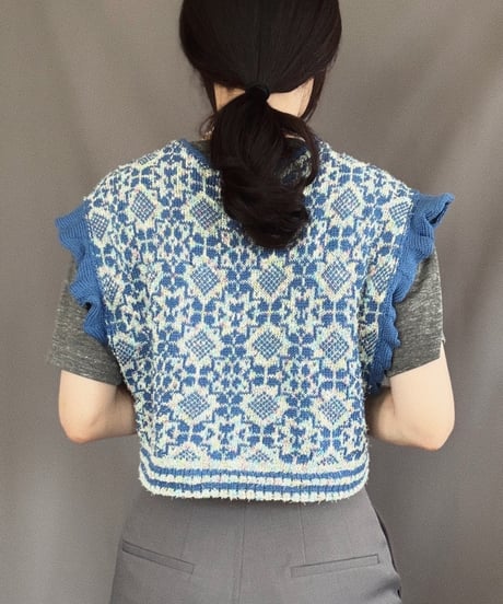【Sway】<Jacquard Summer knit vest> Mix & Blue