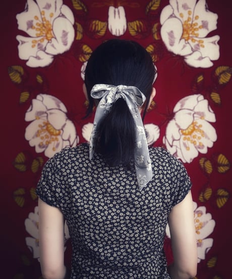 【Sway】<White floral pattern> Freely style Ribbon belt