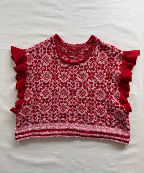 【Sway】<Jacquard Summer knit vest> Mix & Red