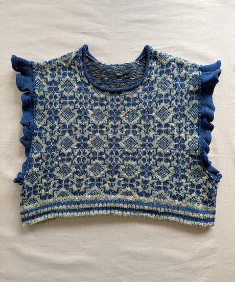 【Sway】<Jacquard Summer knit vest> Mix & Blue