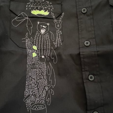 【カレーレシピ刺繍ワークシャツ　黒】8周年記念
