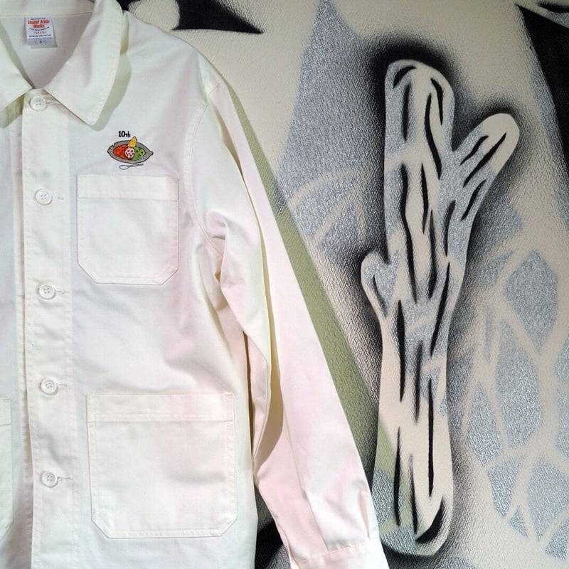 10th記念カレー背中に全刺繍カバーオール | 森林食堂-Happa nursery-