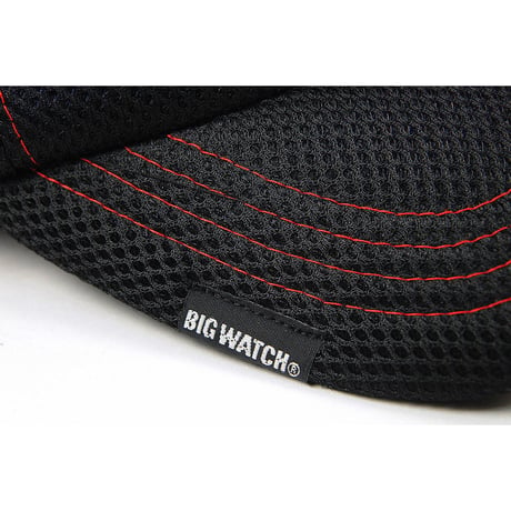 CPMG-07R    無地ラウンドスポーツキャップ BIGWATCH  ブラック/レッドステッチ