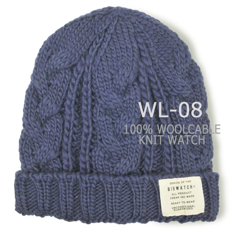 WL-08　ウール100% ロングケーブルニットワッチ BIGWATCH チャコールグレー