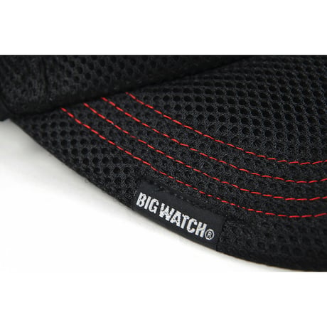 CPMG-17R　  ラウンドスポーツキャップ 刺繍 BIGWATCH 　ブラック レッドステッチ