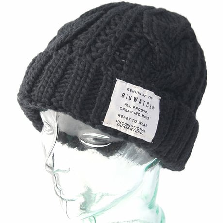 WL-10　(Short Ver)ウール100% ケーブルニットワッチ BIGWATCH  ブラック