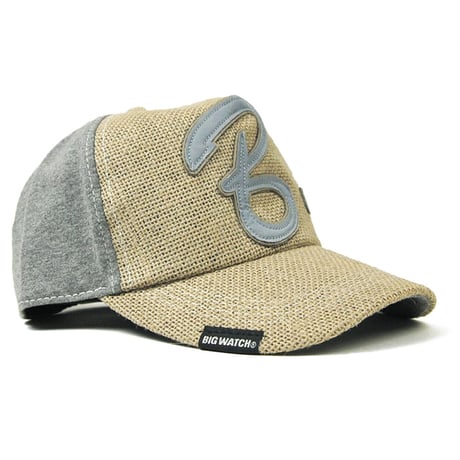 CB-02　ヘンプコットン ワッペンCAP BIGWATCH ベージュ/MIXグレー