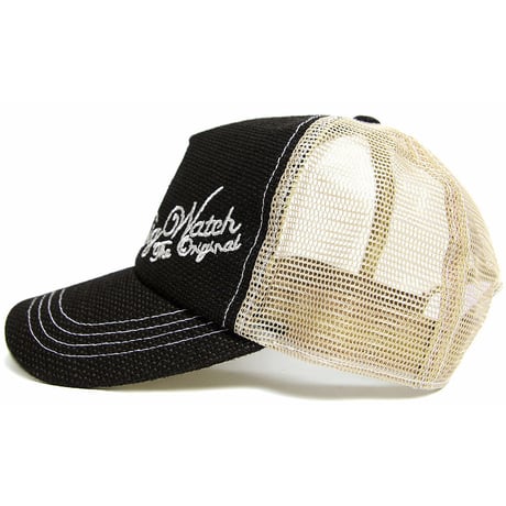 CPMS-01　 無地ヘンプ刺繍CAP BIGWATCH    ブラック/ベージュ