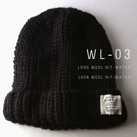 WL-03　ウール100% ロングニットワッチ BIGWATCH ブラック