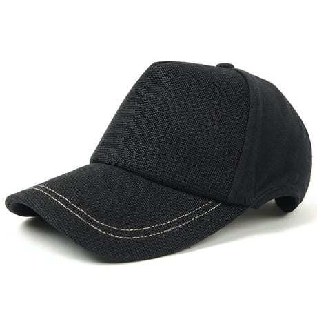 CPRM-01　 無地 ヘンプ/コットン ラウンドCAP BIGWATCH   オールブラック