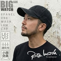 TCP-11　ウォッシュ加工6パネルコットンキャップBIGWATCH　ブラック
