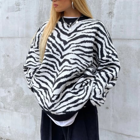 'Zebra' wide knit pullover #806