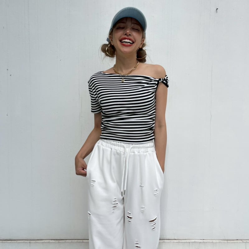 One shoulder'tuck tops#622 | MERMO
