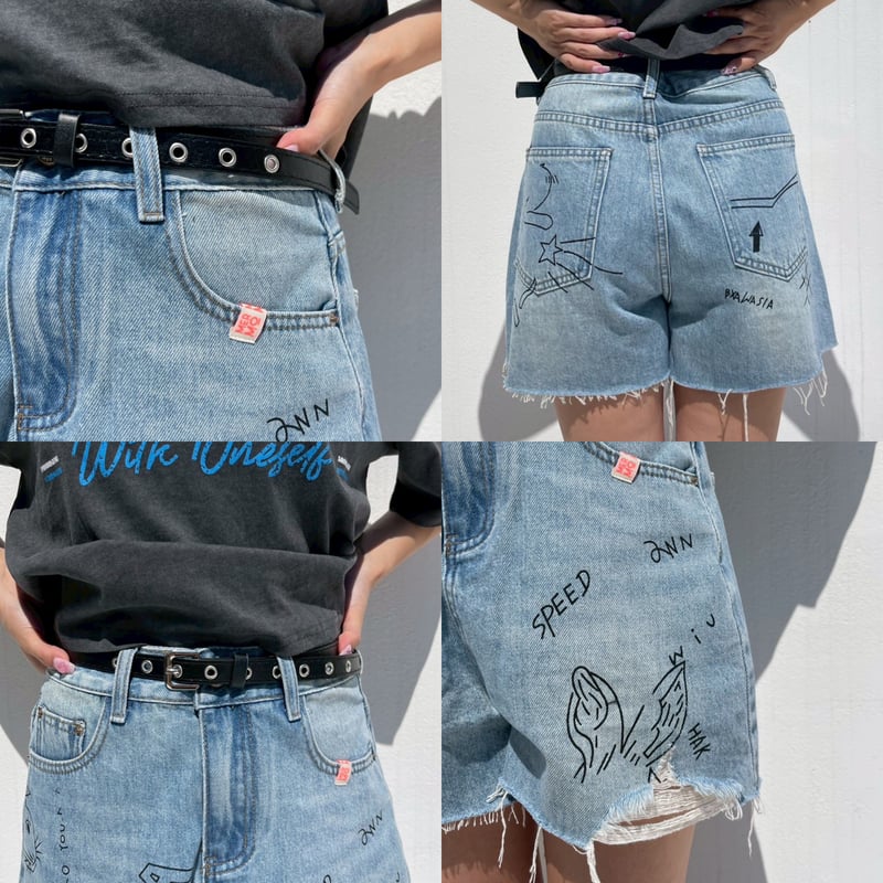 graffiti'denim short pt#2503 | MERMO