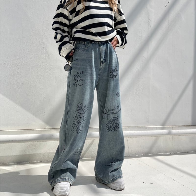 Graffiti' wide denim pt #6107 | MERMO