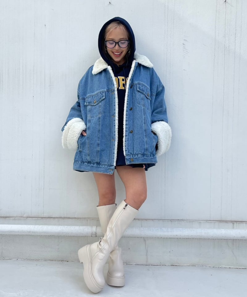 Zip up' platform long boots#376-8 | MERMO