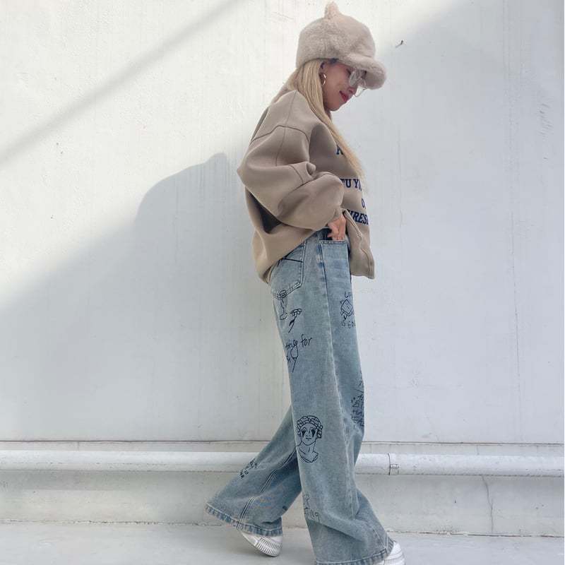 Graffiti' wide denim pt #6107 | MERMO Graffiti' wide denim pt #6107 | MERMO
