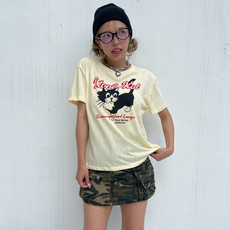 Luamoda Cat&Pizza Tee サイズ2 白 CHUMS Pizza Box T-Shirt/チャムスピザボックスTシャツ(トップス