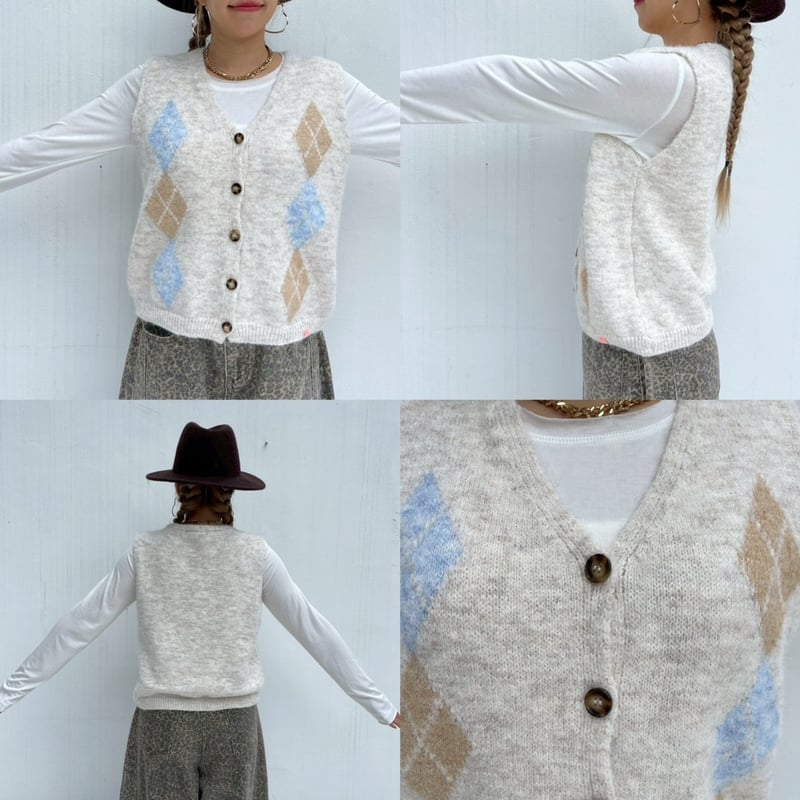 Argyle'knit vest#881259 | MERMO