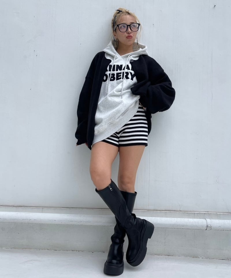Zip up' platform long boots#376-8 | MERMO