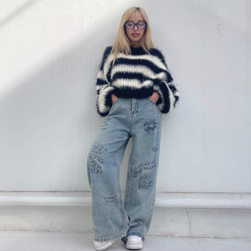 Graffiti' wide denim pt #6107 | MERMO Graffiti' wide denim pt #6107 | MERMO