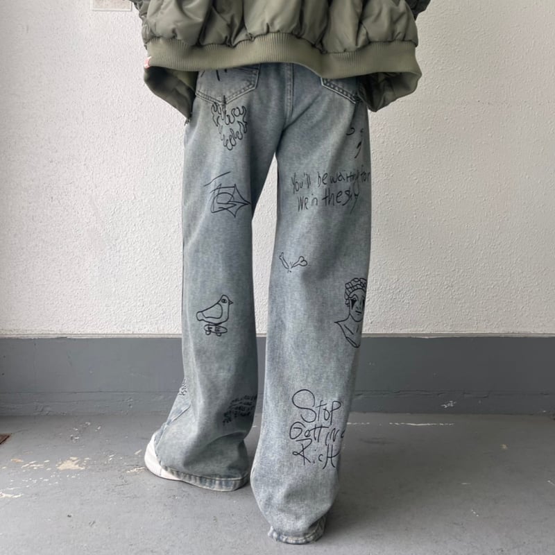 Graffiti' wide denim pt #6107 | MERMO