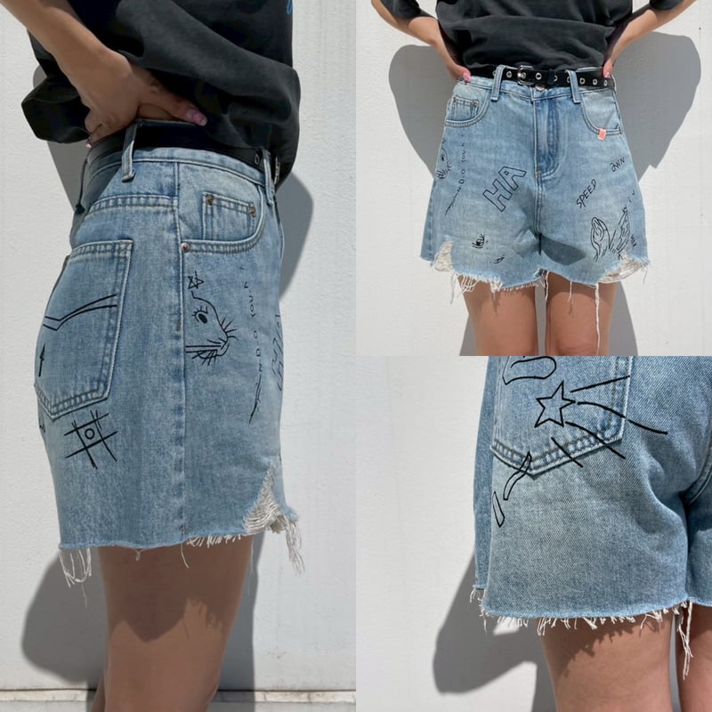 graffiti'denim short pt#2503 | MERMO