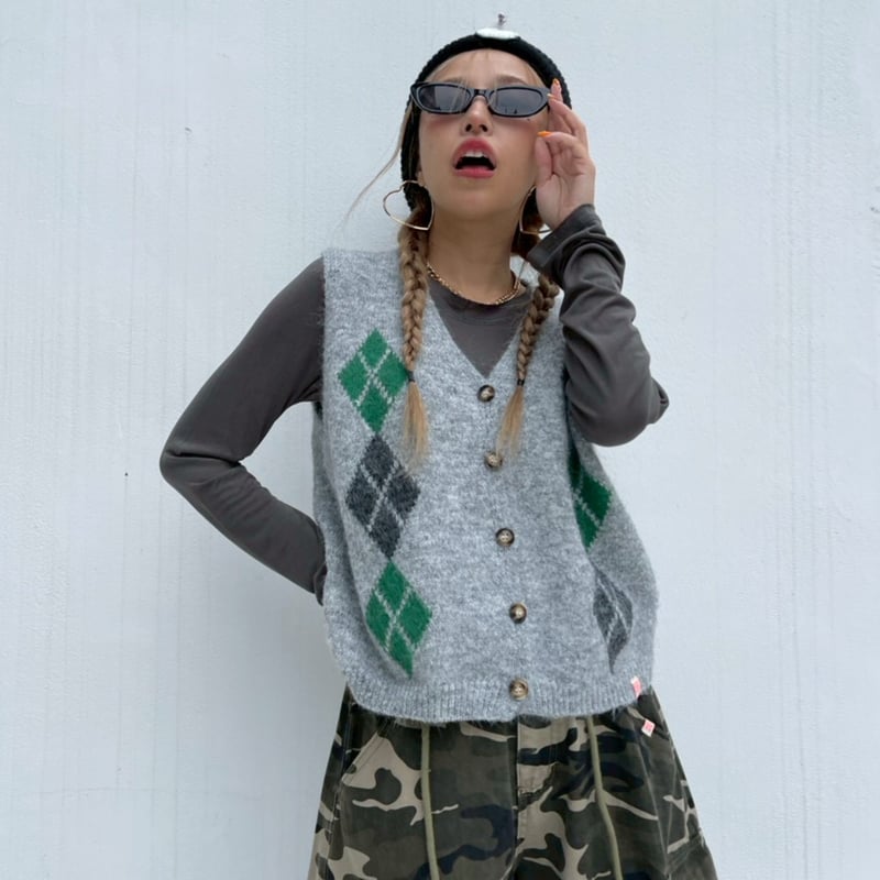 Argyle'knit vest#881259 | MERMO