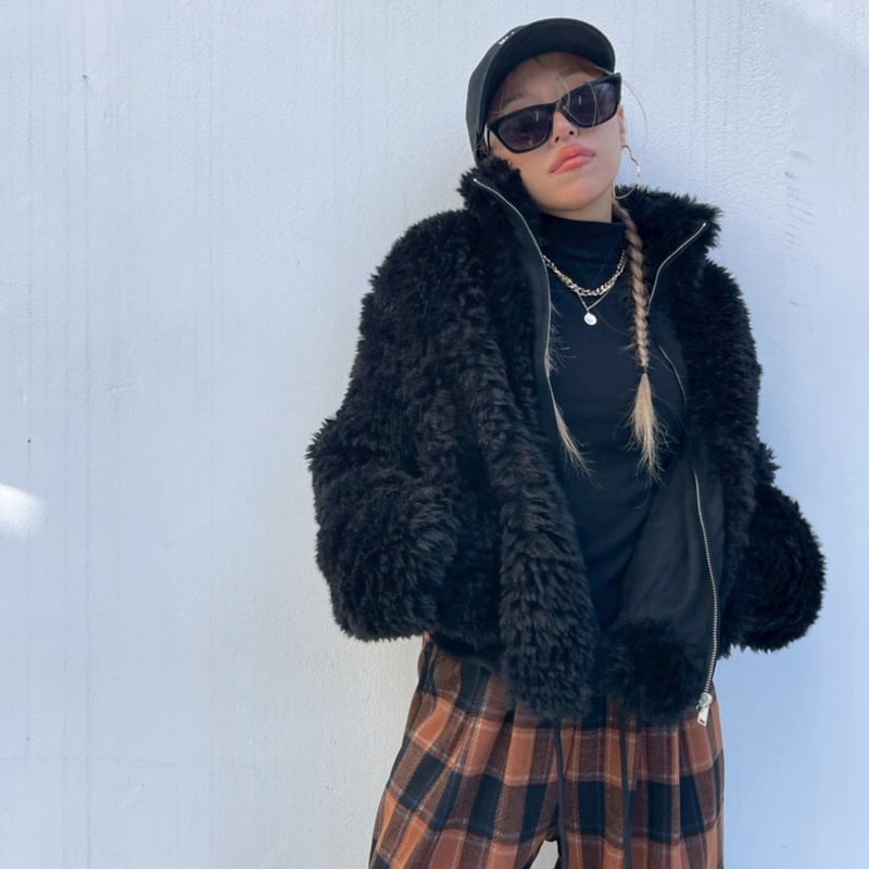 Stand-neck'boa zip blouson#66589512 | MERMO