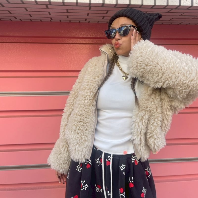 Stand-neck'boa zip blouson#66589512 | MERMO