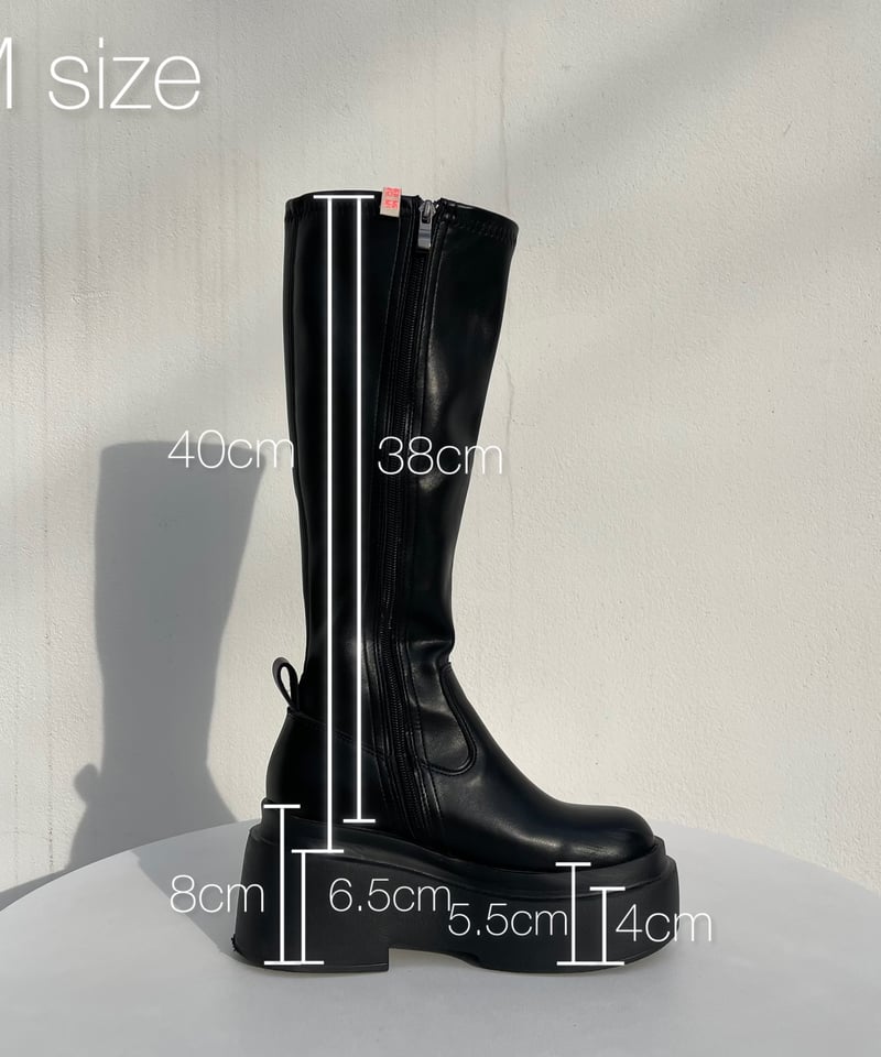 Zip up' platform long boots#376-8 | MERMO