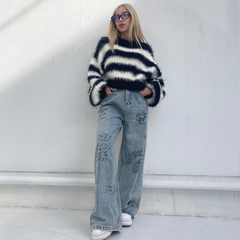 Graffiti' wide denim pt #6107 | MERMO