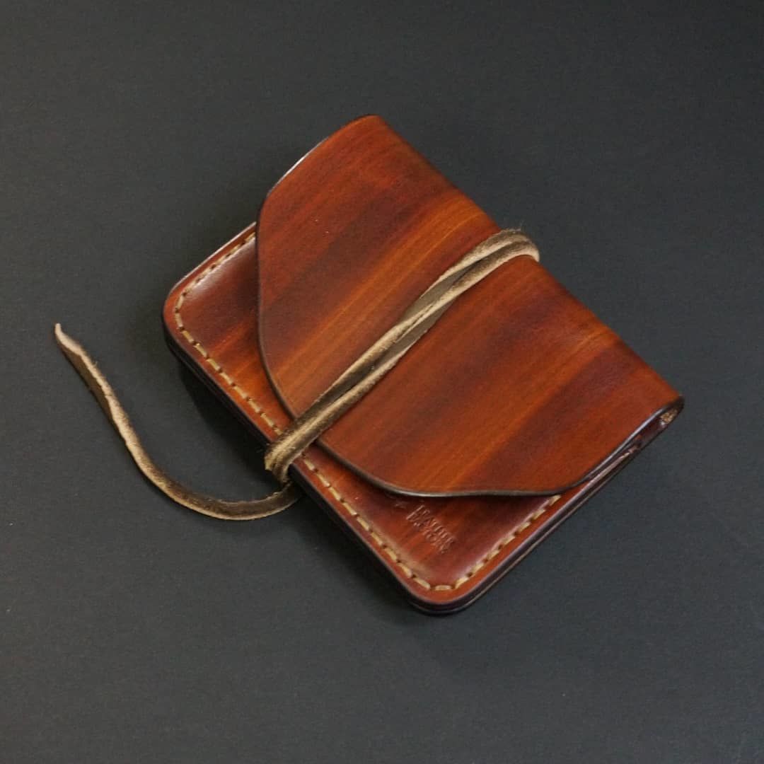 wood brown mini wallet 鹿紐 A LEATHER FACTORY