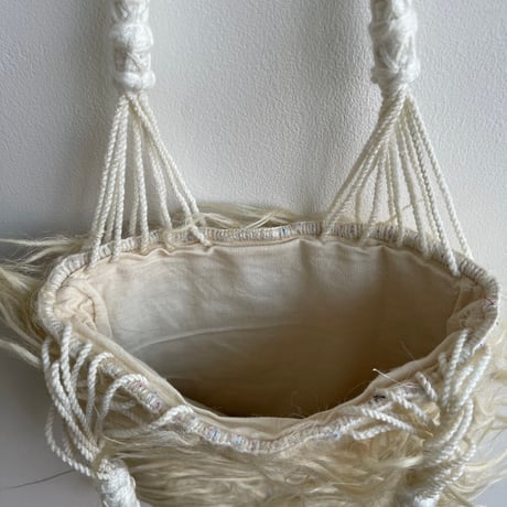[pips] wool handwoven hammock bag mini / White