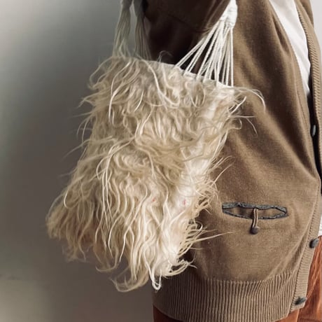 [pips] wool handwoven hammock bag mini / White