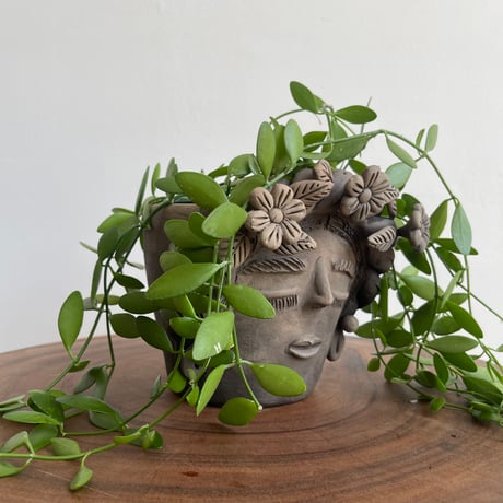 [Oaxaca Atzompa Pottery]  Frida Kahlo Face Planter / フリーダ カーロ フェイス プランター