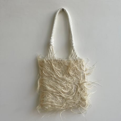 [pips] wool handwoven hammock bag mini / White