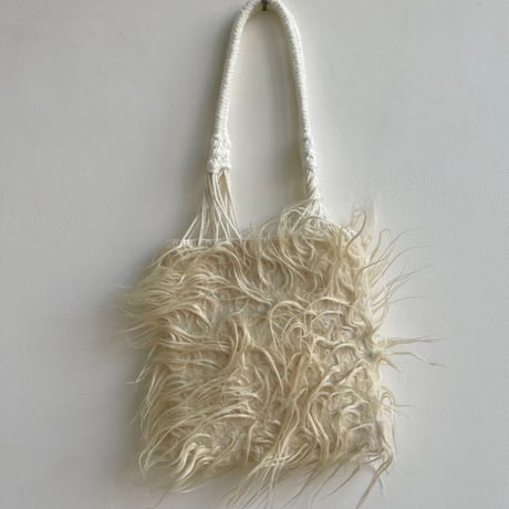 [pips] wool handwoven hammock bag mini / White