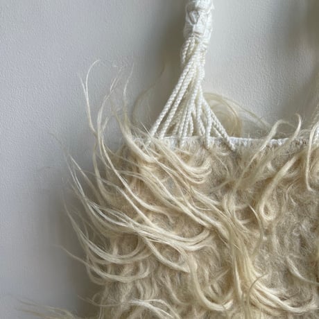 [pips] wool handwoven hammock bag mini / White