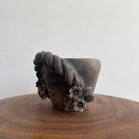 [Oaxaca Atzompa Pottery]  Frida Kahlo Face Planter / フリーダ カーロ フェイス プランター