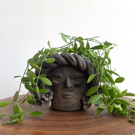 [Oaxaca Atzompa Pottery]  Frida Kahlo Face Planter / フリーダ カーロ フェイス プランター